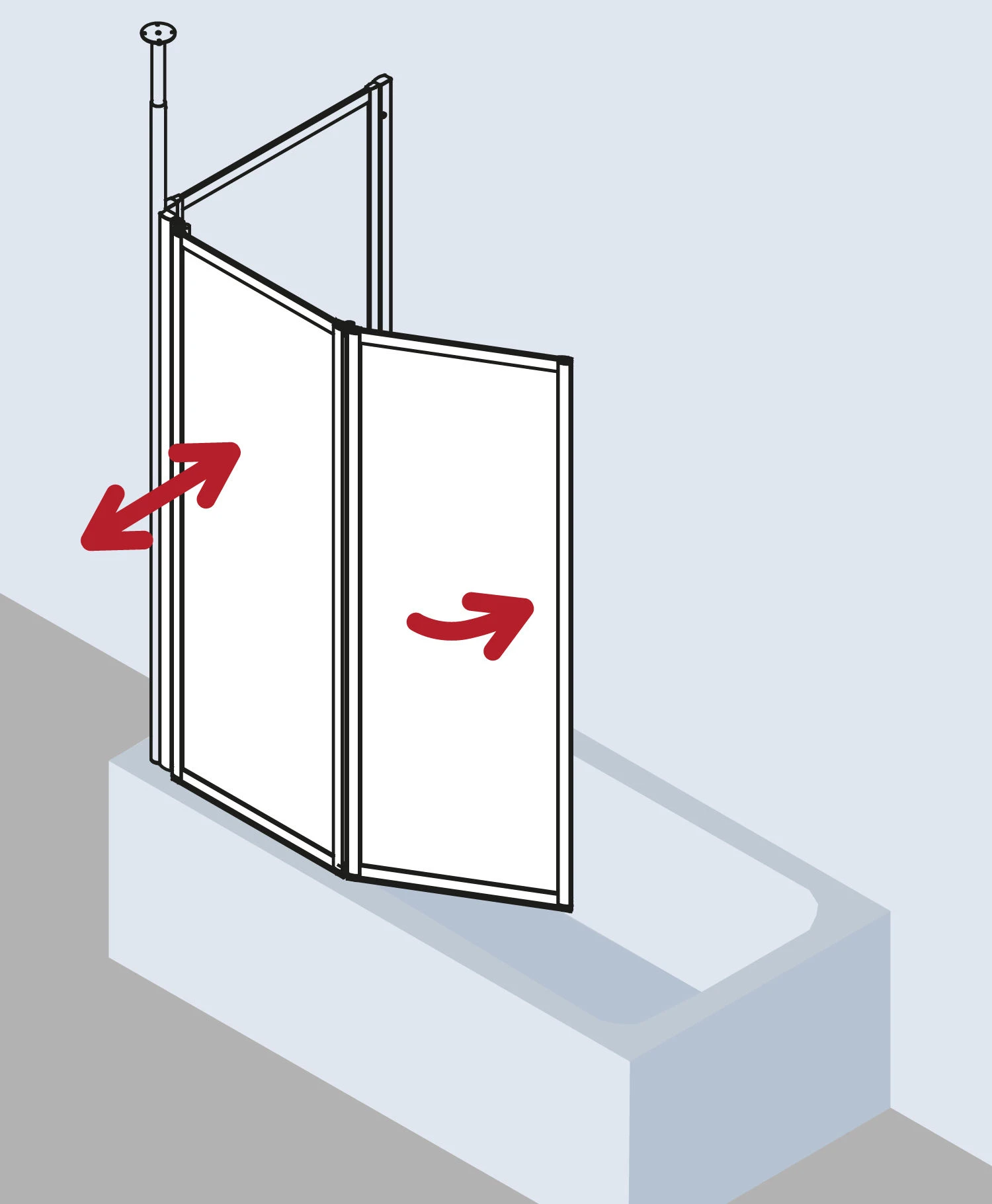 Kermi Vario 2000 Faltwand 2-flügelig V2TS1075141YK 101,1-102,7x140cm, Silber M., ESG SR Opaco Clean 7 Kermi Vario 2000 Faltwand 2-flügelig V2TS1075141YK 101,1-102,7x140cm, Silber M., ESG SR Opaco Clean – Bild 5