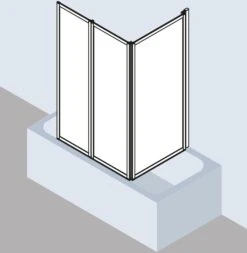 Kermi Vario 2000 Faltwand 3-tlg. V2FW30701412K 78,5-81,8x140cm, Silber Mattglanz, Kerolan Perl