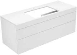 Keuco Edition 400 Waschtischunterbau 31573800100 140x54,6x53,5cm, Mit Hahnloch, Weiss/Anthrazit