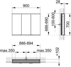 Keuco Royal Modular 2.0 Spiegelschrank 800300090000200 900 X 700 X 120 Mm, 2 Steckdosen, Wandeinbau, 3-türig -Heimwerkzeuge Keuco Royal Modular 2.0 Spiegelschrank 800300090000200 900 x 700 x 120 mm 2 Steckdosen Wandeinbau 3 tuerig 1