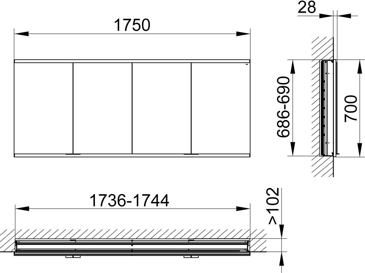 Keuco Royal Modular 2.0 Spiegelschrank 800420010000000 1750 X 700 X 120 Mm, Ohne Steckdose, Wandeinbau, 4-türig 4 Keuco Royal Modular 2.0 Spiegelschrank 800420010000000 1750 X 700 X 120 Mm, Ohne Steckdose, Wandeinbau, 4-türig – Bild 2