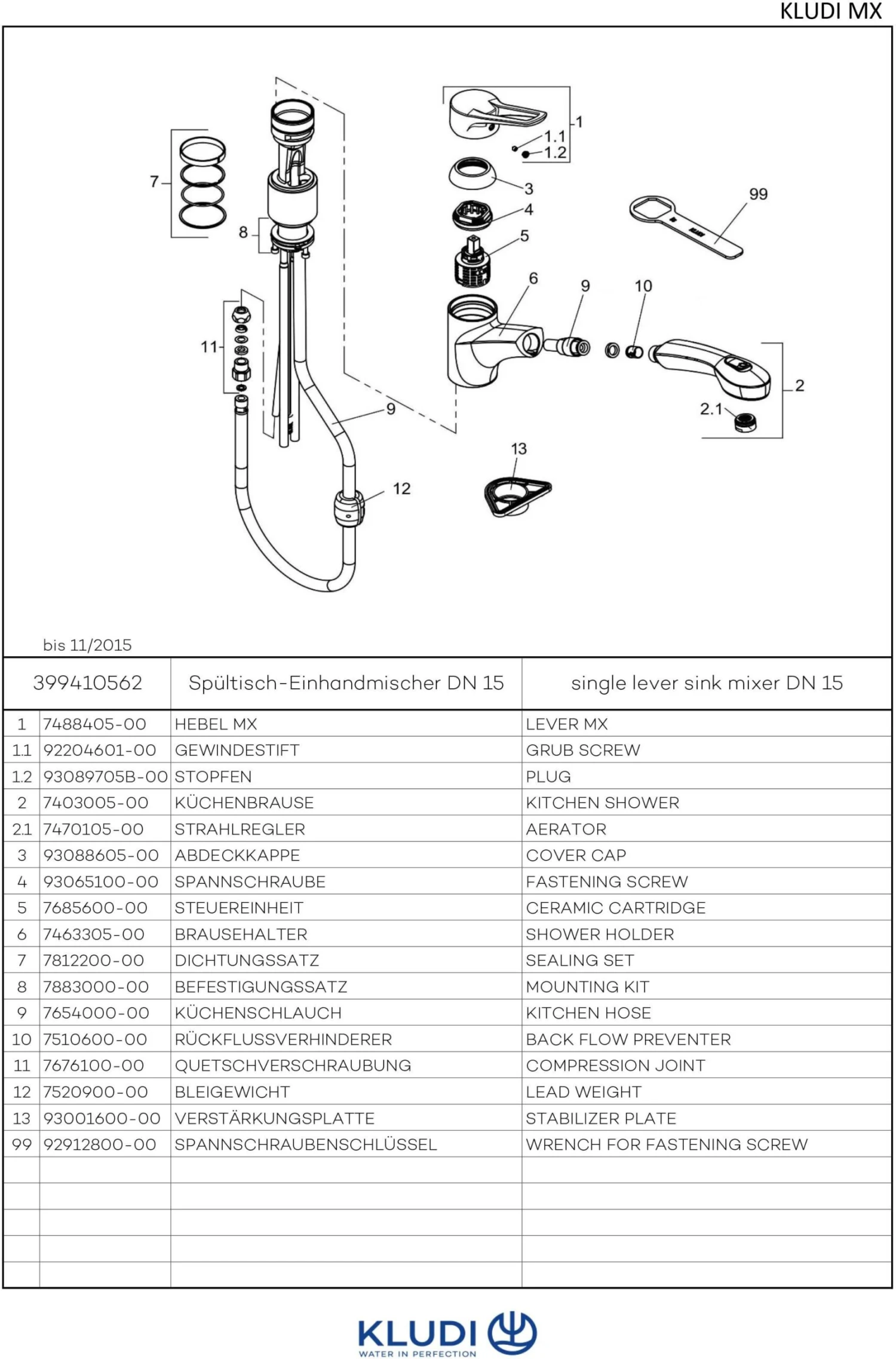 Kludi MX Küchenarmatur 399410562 Chrom, Ausziehbare Geschirrbrause 5 Kludi MX Küchenarmatur 399410562 Chrom, Ausziehbare Geschirrbrause – Bild 3