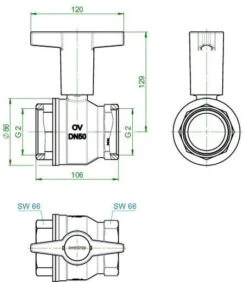 Oventrop Kugelhahn Optibal Knebelgriff 1077116 DN50, 2" Innengewinde, PN16, Messing -Heimwerkzeuge Oventrop Kugelhahn Optibal Knebelgriff 1077116 DN50 2 Innengewinde PN16 Messing 2