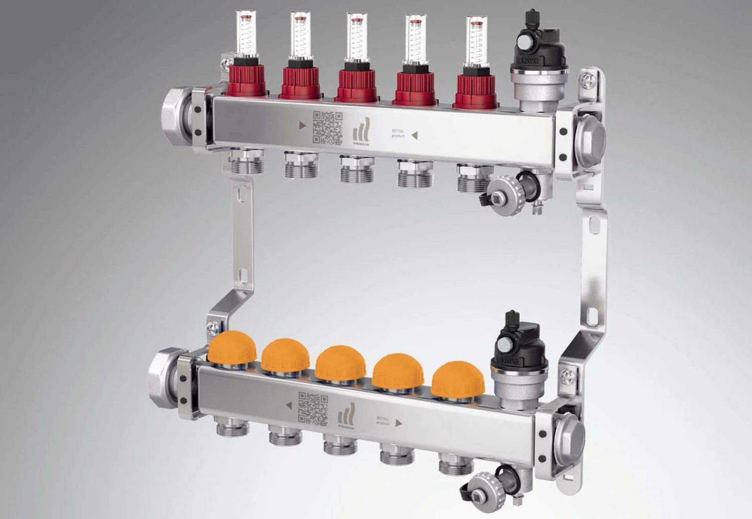 Purmo Heizkreisverteiler FF7MSSD094AKDB5 9 Kreise, 553 Mm Lang, 1", Edelstahl, Dynamic 3 Purmo Heizkreisverteiler FF7MSSD094AKDB5 9 Kreise, 553 Mm Lang, 1", Edelstahl, Dynamic
