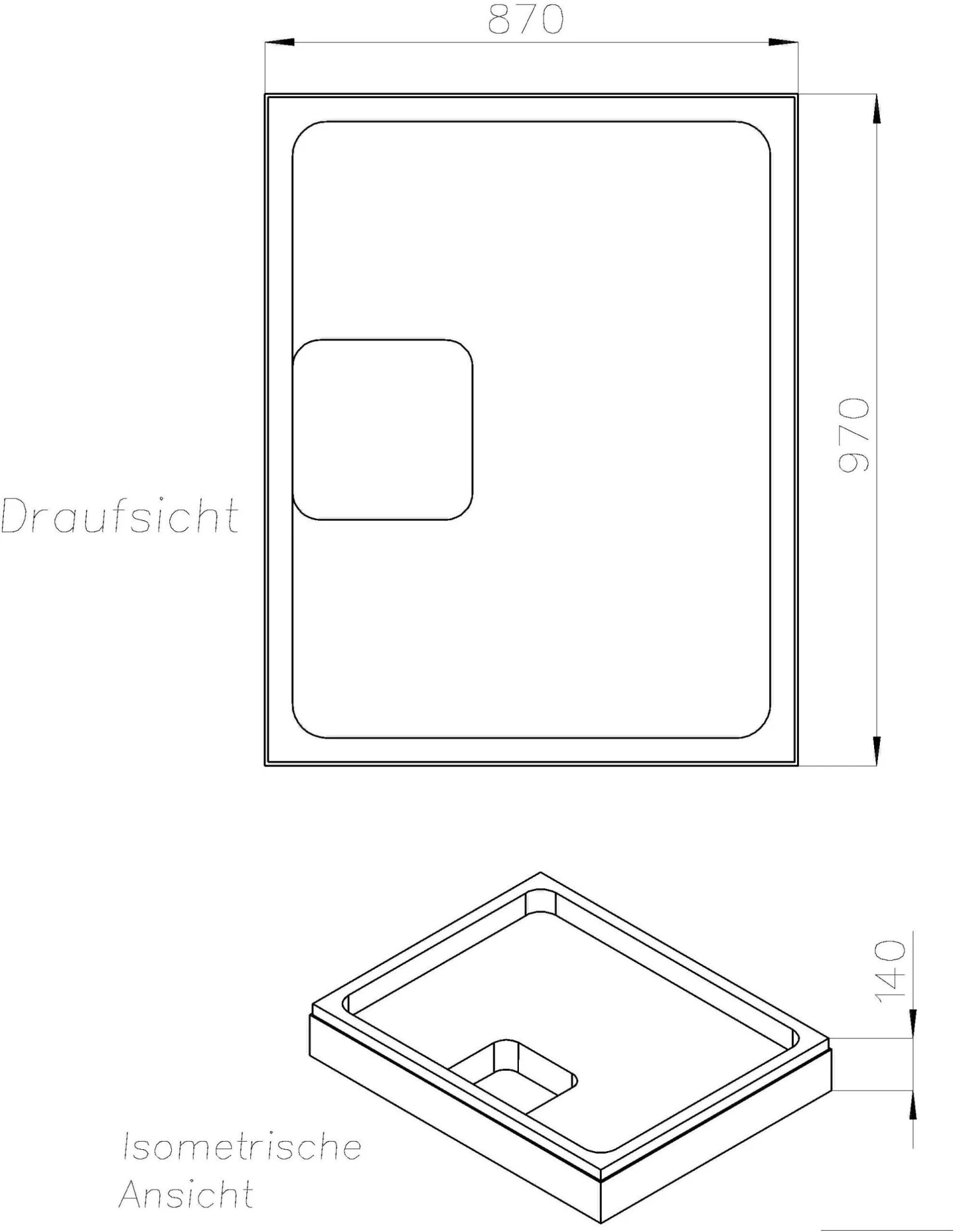 Schedel Duschwannenträger SD26008 100x90x1,5/4,8cm, Höhe 14cm 4 Schedel Duschwannenträger SD26008 100x90x1,5/4,8cm, Höhe 14cm – Bild 2
