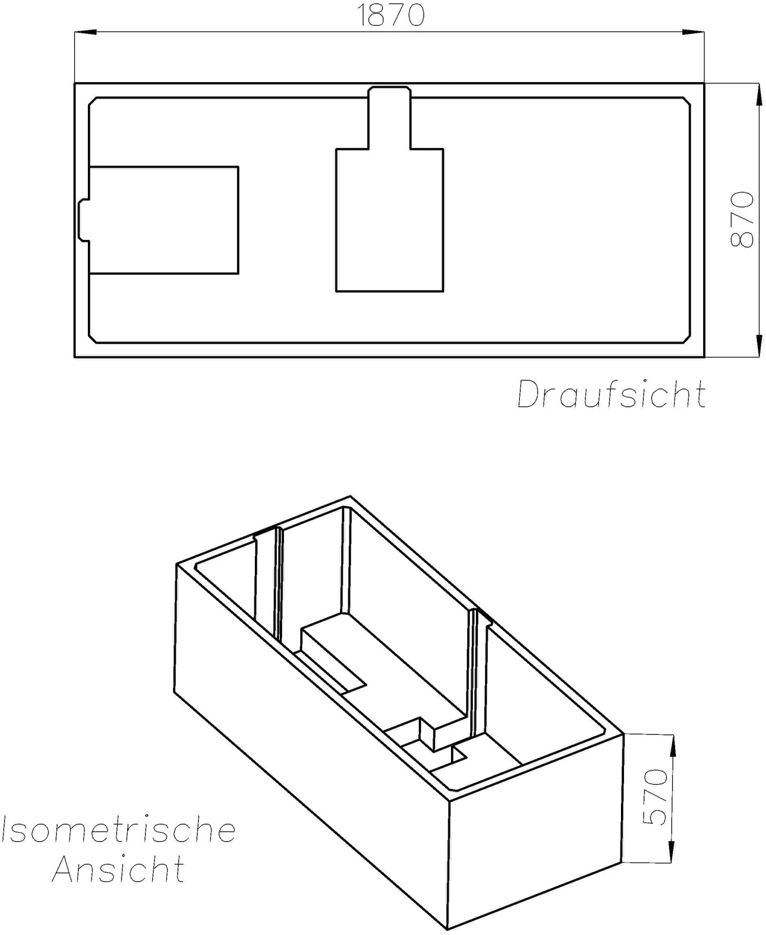 Schedel XL Villeroy & Boch Loop & Friends Duo Wannenträger SW16023 190x90cm, Höhe 57cm, Mittelablauf 4 Schedel XL Villeroy & Boch Loop & Friends Duo Wannenträger SW16023 190x90cm, Höhe 57cm, Mittelablauf – Bild 2