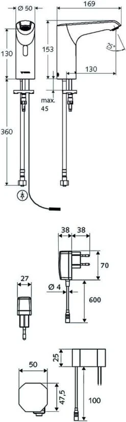 Schell Xeris E Elektronische-Waschtisch-Armatur 002250699 Verchromt, Netzbetrieb, Für Kaltwasser, Mit Unterputznetzteil -Heimwerkzeuge Schell Xeris E Elektronische Waschtisch Armatur 002250699 verchromt Netzbetrieb fuer Kaltwasser mit Unterputznetzteil 4