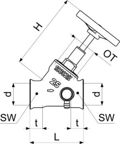 Schlösser Schrägsitzventil 0014102500001 DN 25, Rp 1, Mit Entleerung, Steigende Spindel -Heimwerkzeuge Schloesser Schraegsitzventil 0014102500001 DN 25 Rp 1 mit Entleerung steigende Spindel 1
