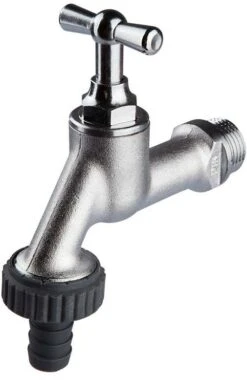 Seppelfricke Sepp Auslaufventil 0000104 DN 20, Messing Verchromt, Schlauchverschraubung, Knebelgriff-Oberteil