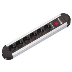 Universal Steckdosenleiste 6-fach Inklusive Ein-/Ausschalter Aus Metall, Zuleitung 1,75m, Schutzart IP20
