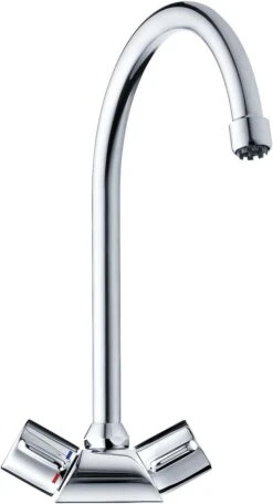 Stiebel Eltron Spültisch-Zweigriff-Armatur 232604 Ausladung 200mm, Flex-Schläuche, Verchromt