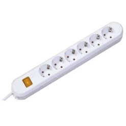 Universal Tischsteckdose 6-fach Mit Ein-/Ausschalter Weiss, Zuleitung 1,5m, Schutzart IP20