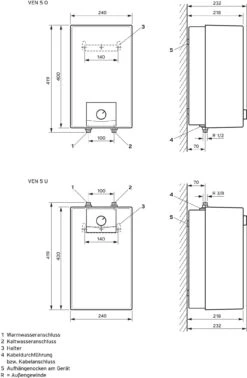 Vaillant EloSTOR Elektro-Warmwasserspeicher 0010021139 VEN 5/7 O 5 L, Niederdruck, Übertisch -Heimwerkzeuge Vaillant eloSTOR Elektro Warmwasserspeicher 0010021139 VEN 5 7 O 5 l Niederdruck Uebertisch 2
