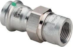 Viega Sanpress Inox Verschraubung 437510 22mmxRp 1 IG, Stahl Nichtrostend, Flachdichtend, SC-Contur