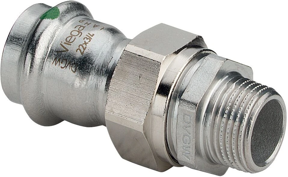 Viega Sanpress Inox Verschraubung 438340 35mmxR 1 1/4, Stahl Nichtrostend, Flachdichtend, SC-Contur 3 Viega Sanpress Inox Verschraubung 438340 35mmxR 1 1/4, Stahl Nichtrostend, Flachdichtend, SC-Contur