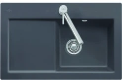 Villeroy Und Boch Subway Flächenbündige Spüle 67721FR1 Becken Links, Mit Ablaufgarnitur Und Handbetätigung, Weiß