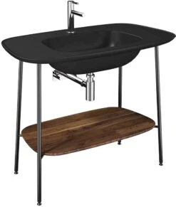 Vitra Plural Waschtisch-Set 64046 99,5 X 55 X 83,5 Cm, Mit Ablage Walnuss, Schwarz Matt