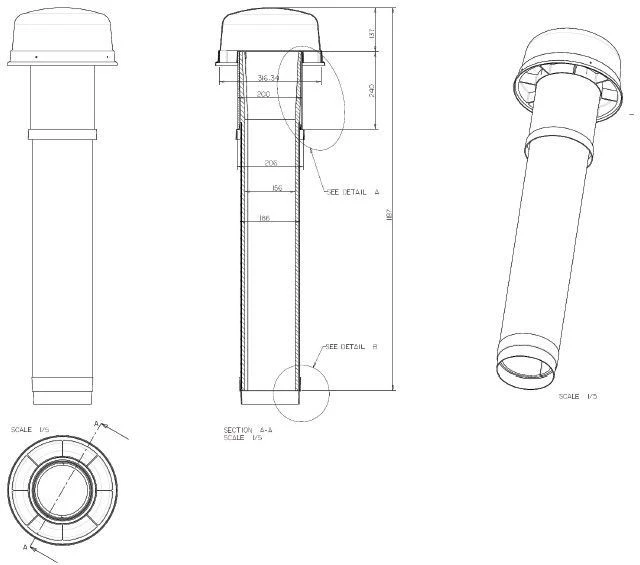 Wolf CWL Excellent Dachdurchführung 2575803 DN 180, 1159mm, Wärmegedämmt, Schwarz 4 Wolf CWL Excellent Dachdurchführung 2575803 DN 180, 1159mm, Wärmegedämmt, Schwarz – Bild 2