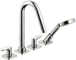 Hansgrohe 4-Loch Fliesenrand Armatur 34454000 Citterio M, Mit Rosetten, Mit Hebelgriffen, Chrom