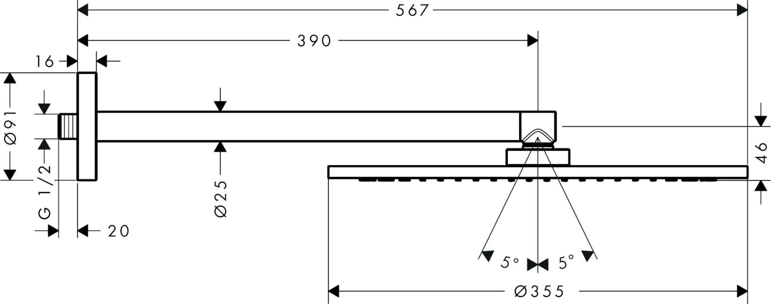Hansgrohe Axor Kopfbrause 26034800 Mit Brausearm, Wandmontage, Stainless Steel Optic 4 Hansgrohe Axor Kopfbrause 26034800 Mit Brausearm, Wandmontage, Stainless Steel Optic – Bild 2