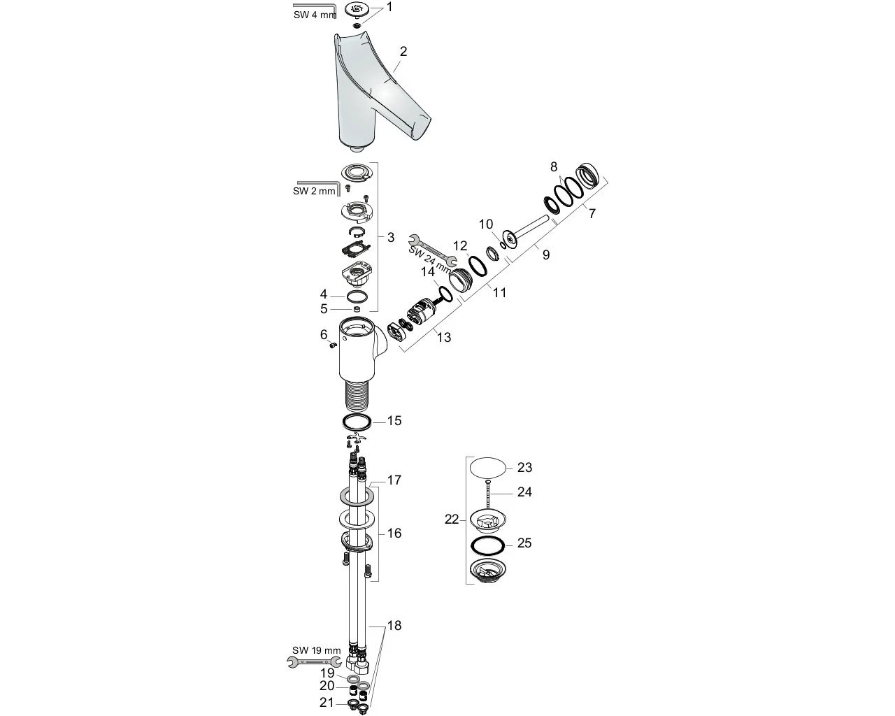 Hansgrohe Axor Starck V 140 Waschtischarmatur 12122990,gold-optik,Glasauslauf Mit Diamantschliff 5 Hansgrohe Axor Starck V 140 Waschtischarmatur 12122990,gold-optik,Glasauslauf Mit Diamantschliff – Bild 3