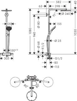 Hansgrohe Raindance Select S 240 1 Strahlart PowderRain Mit Thermostat, 27633700, Mattweiß -Heimwerkzeuge hansgrohe Raindance Select S 240 1 Strahlart PowderRain mit Thermostat 27633700 Mattweiss 3
